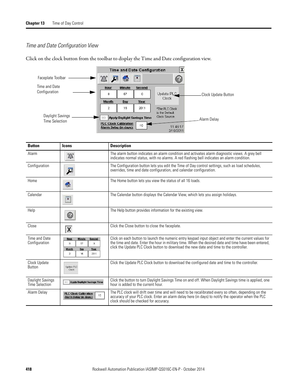 Time and date configuration view | Rockwell Automation Energy Management Accelerator Toolkit Quick Start User Manual | Page 418 / 452