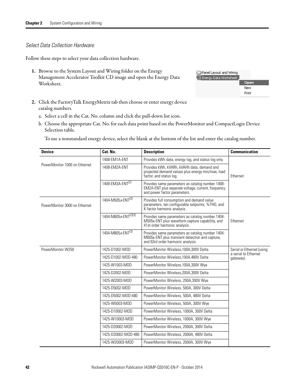 Select data collection hardware | Rockwell Automation Energy Management Accelerator Toolkit Quick Start User Manual | Page 42 / 452