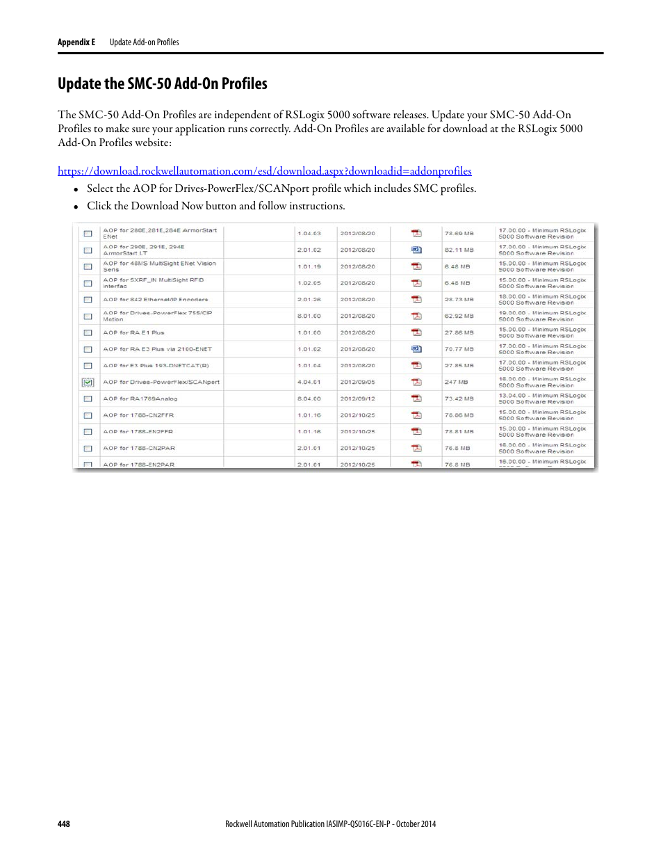 Update the smc-50 add-on profiles | Rockwell Automation Energy Management Accelerator Toolkit Quick Start User Manual | Page 448 / 452