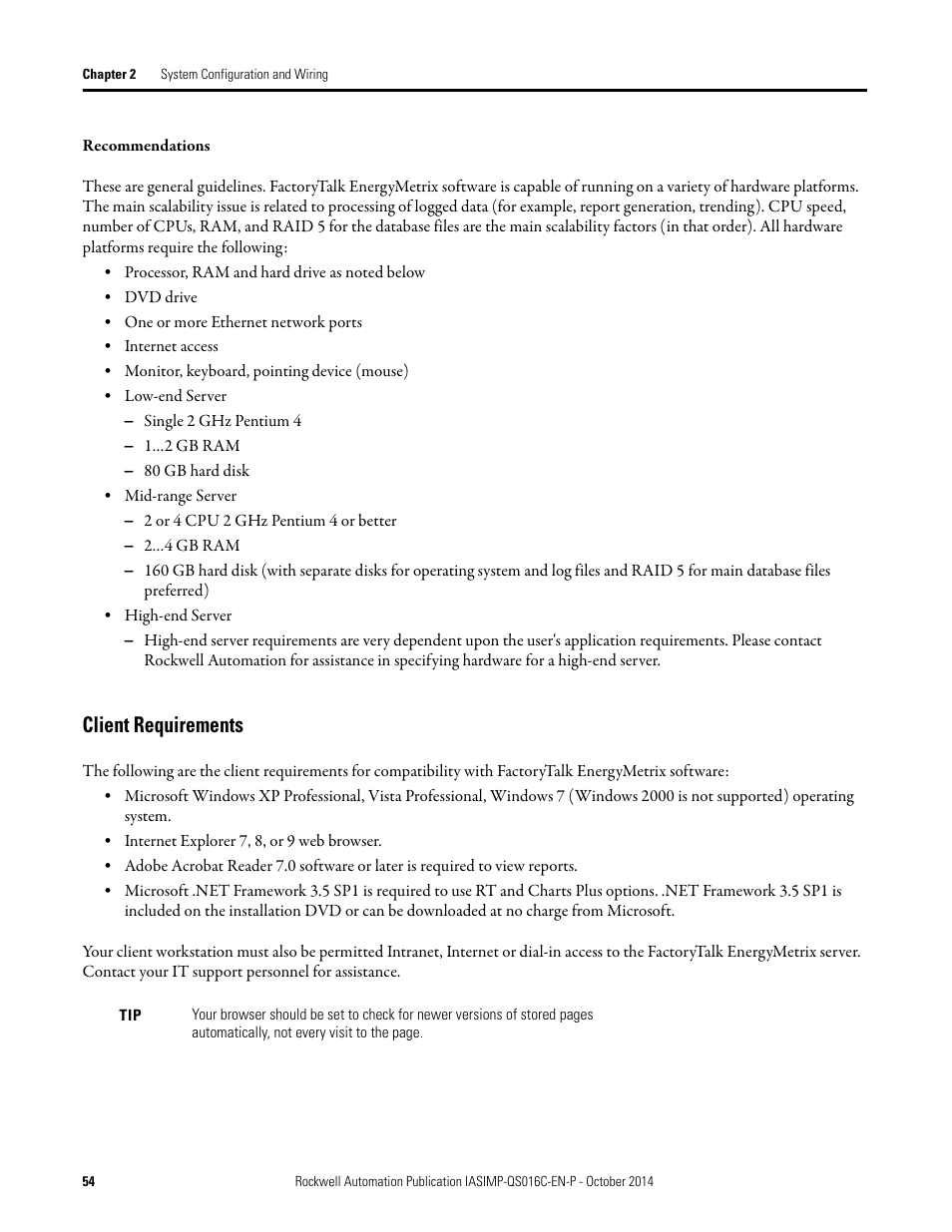 Client requirements | Rockwell Automation Energy Management Accelerator Toolkit Quick Start User Manual | Page 54 / 452