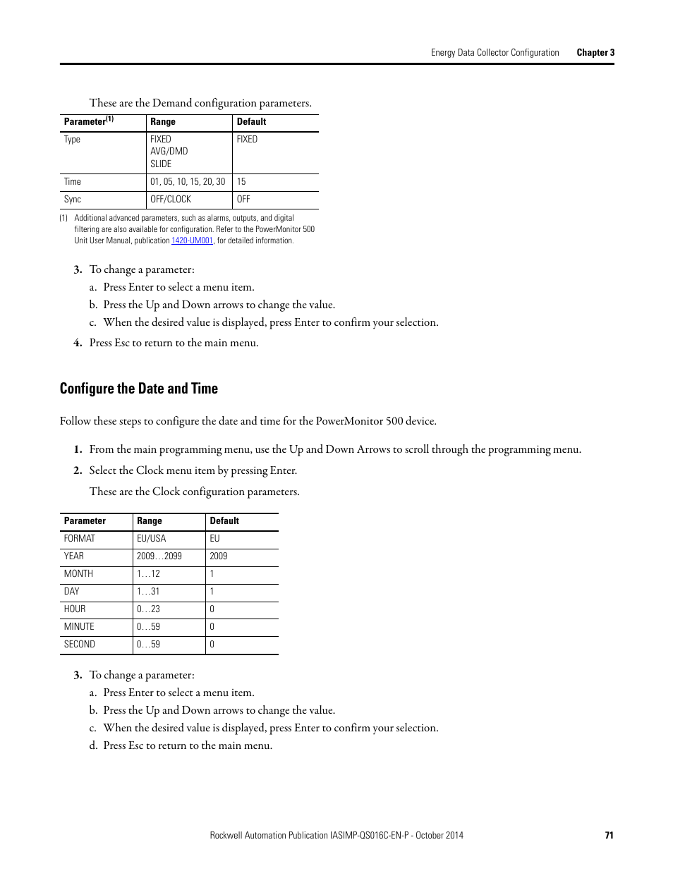 Configure the date and time | Rockwell Automation Energy Management Accelerator Toolkit Quick Start User Manual | Page 71 / 452