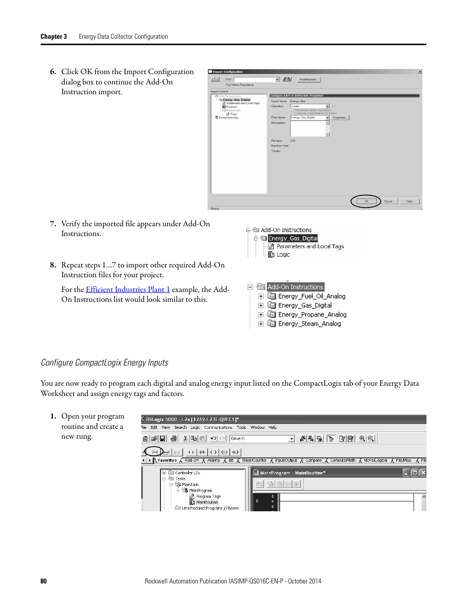 Configure compactlogix, Energy inputs | Rockwell Automation Energy Management Accelerator Toolkit Quick Start User Manual | Page 80 / 452