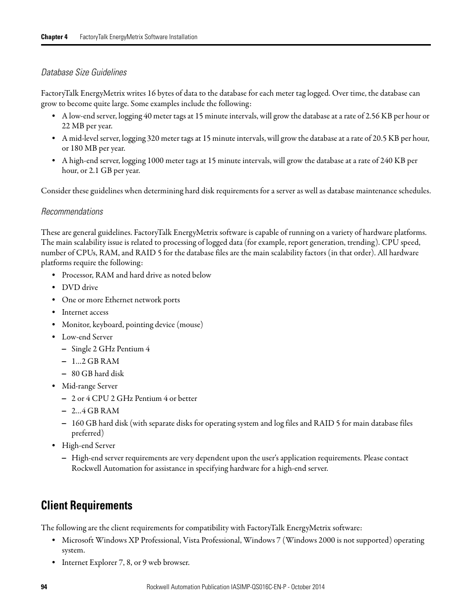 Client requirements | Rockwell Automation Energy Management Accelerator Toolkit Quick Start User Manual | Page 94 / 452