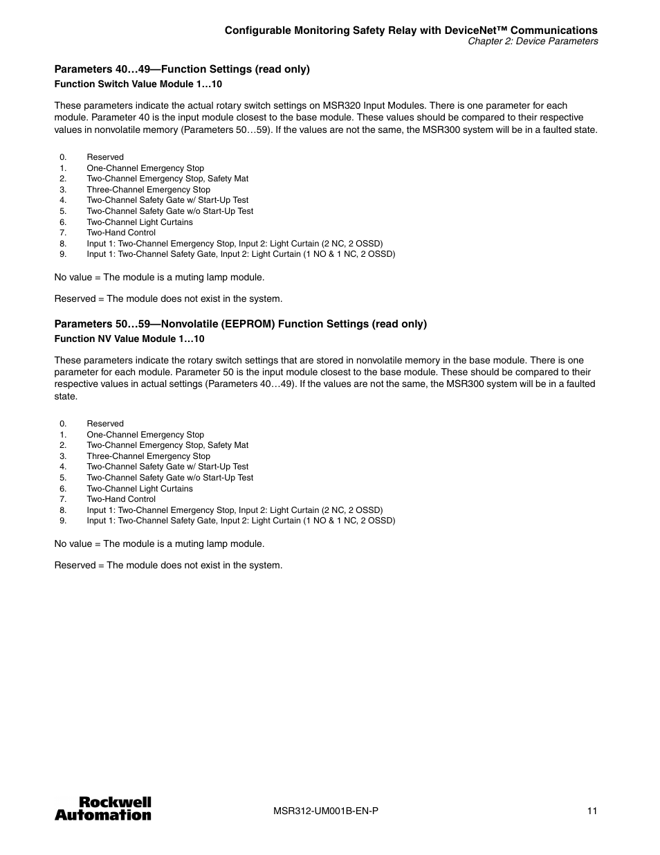Rockwell Automation 440R MSR312 Configurable Monitoring Safety Relay w/DeviceNet Communications User Manual | Page 11 / 56
