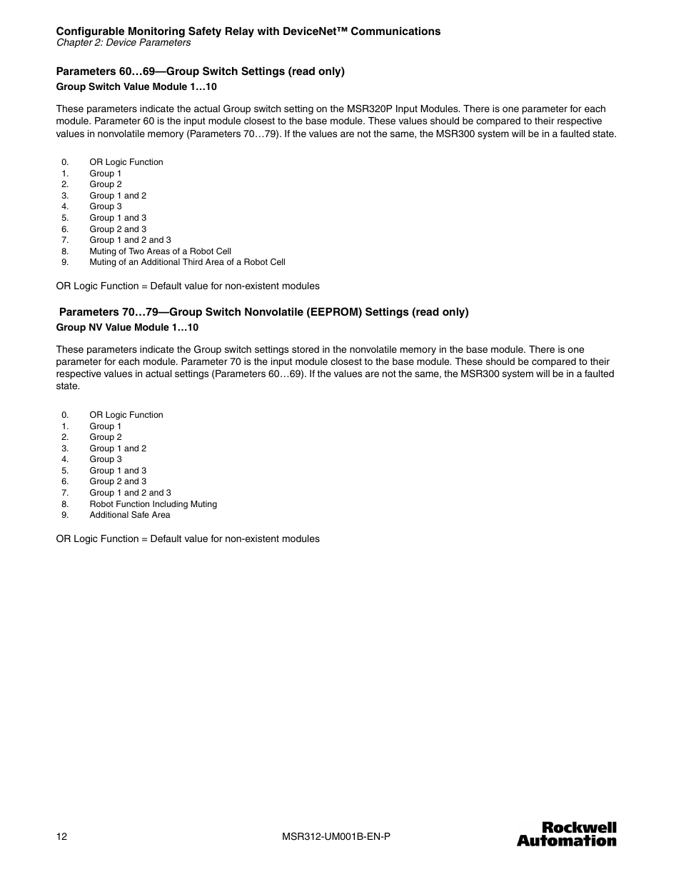 Rockwell Automation 440R MSR312 Configurable Monitoring Safety Relay w/DeviceNet Communications User Manual | Page 12 / 56
