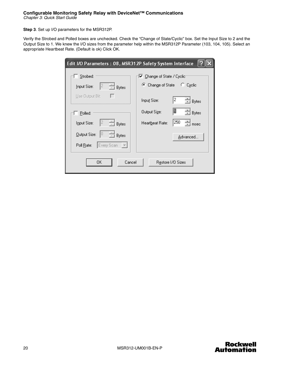 Rockwell Automation 440R MSR312 Configurable Monitoring Safety Relay w/DeviceNet Communications User Manual | Page 20 / 56