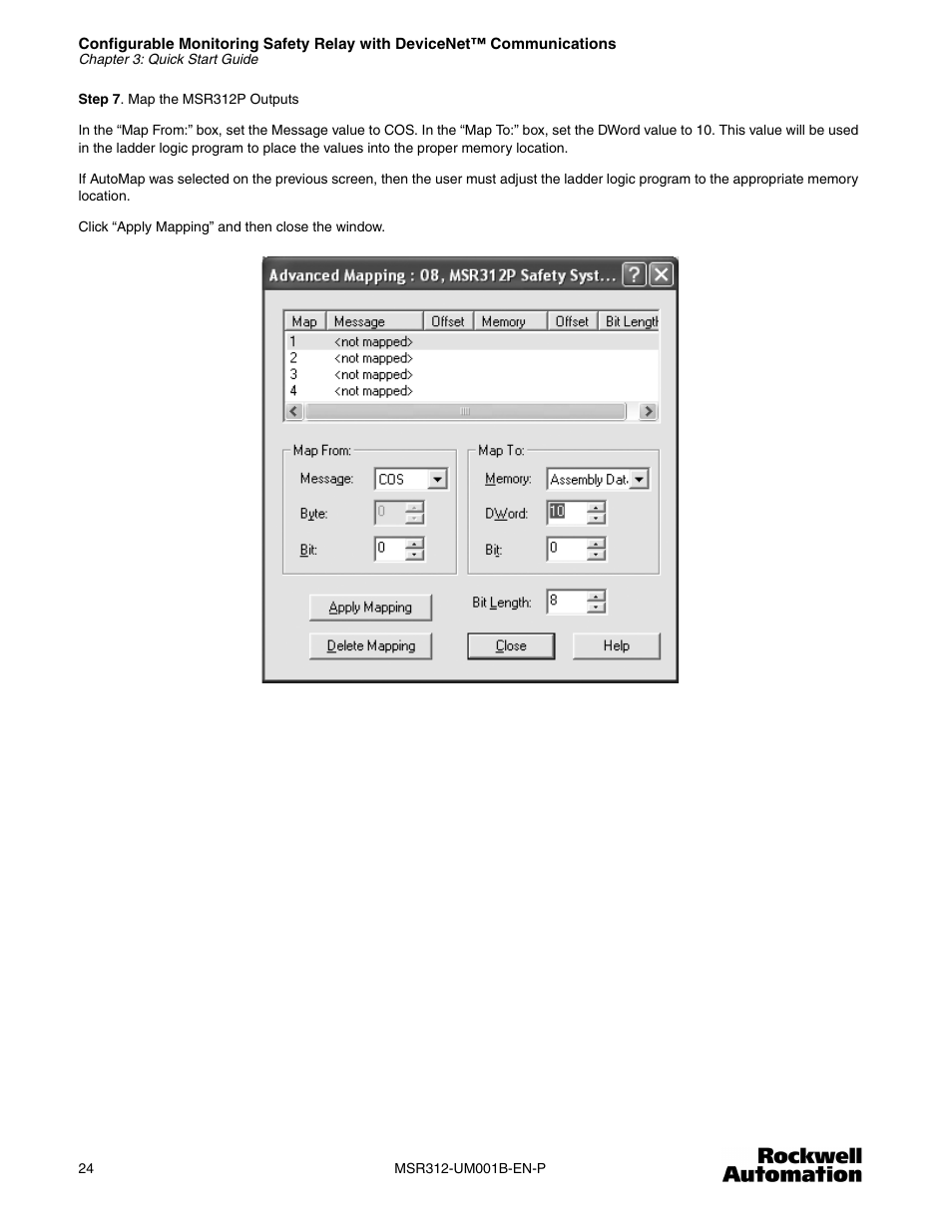 Rockwell Automation 440R MSR312 Configurable Monitoring Safety Relay w/DeviceNet Communications User Manual | Page 24 / 56