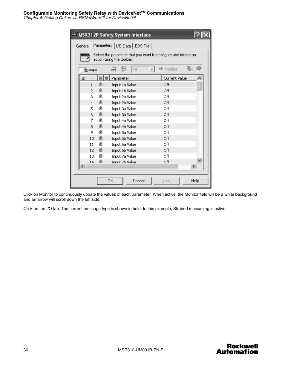 Rockwell Automation 440R MSR312 Configurable Monitoring Safety Relay w/DeviceNet Communications User Manual | Page 36 / 56