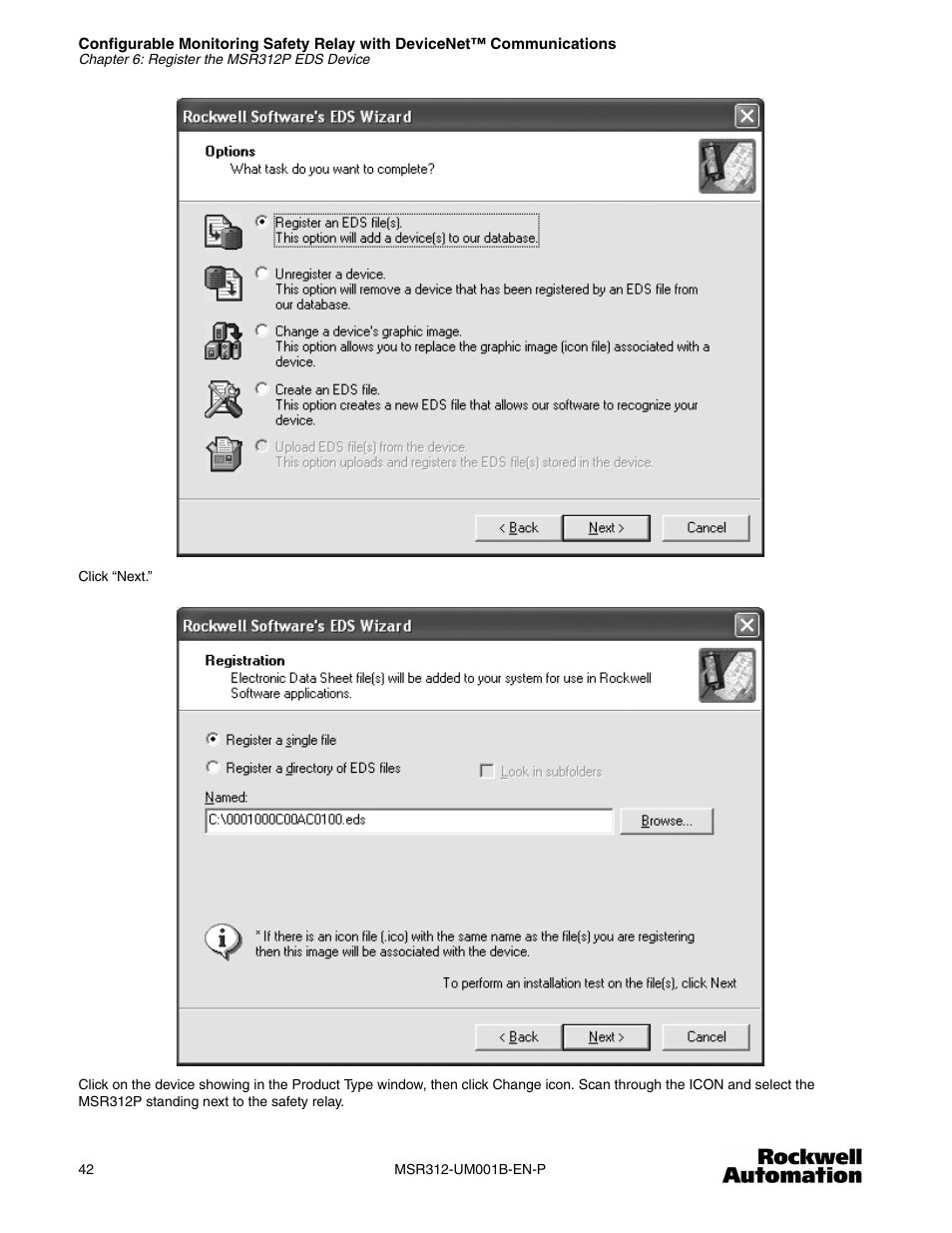 Rockwell Automation 440R MSR312 Configurable Monitoring Safety Relay w/DeviceNet Communications User Manual | Page 42 / 56