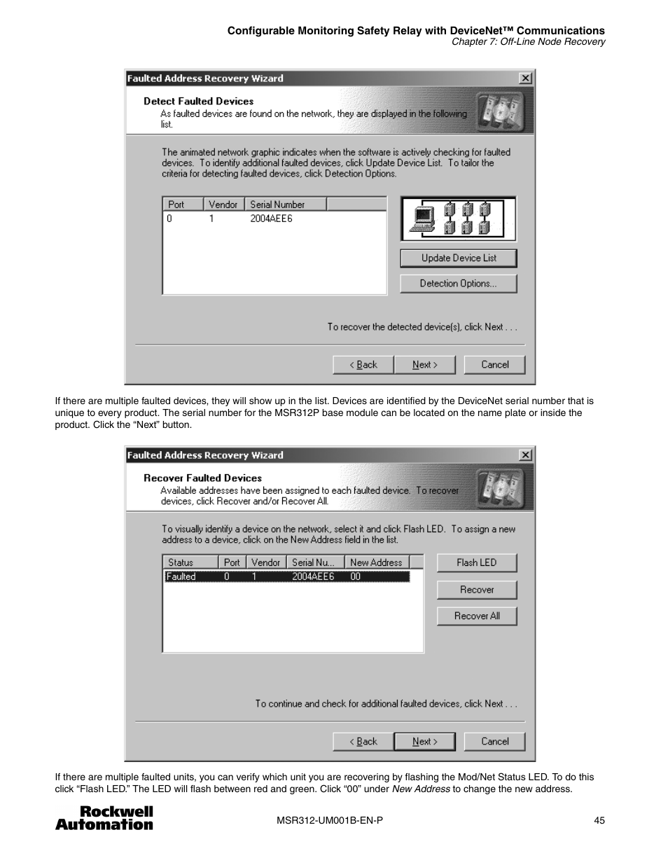 Rockwell Automation 440R MSR312 Configurable Monitoring Safety Relay w/DeviceNet Communications User Manual | Page 45 / 56