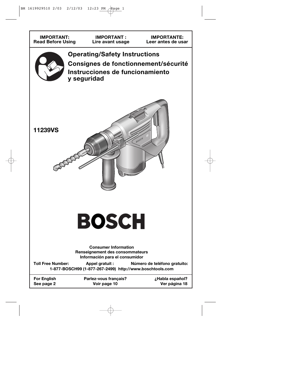 Bosch 11239VS User Manual | 28 pages