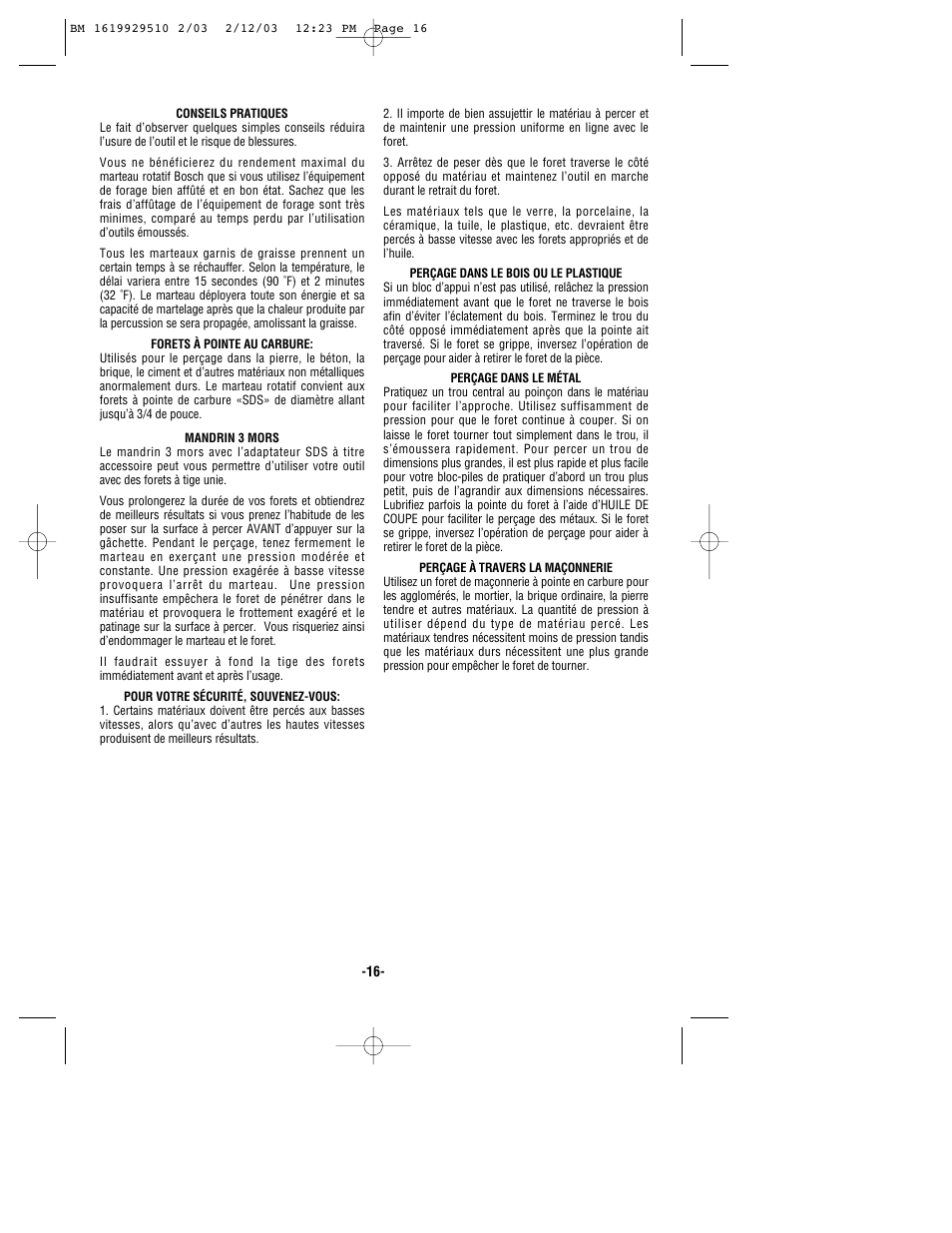 Bosch 11239VS User Manual | Page 16 / 28
