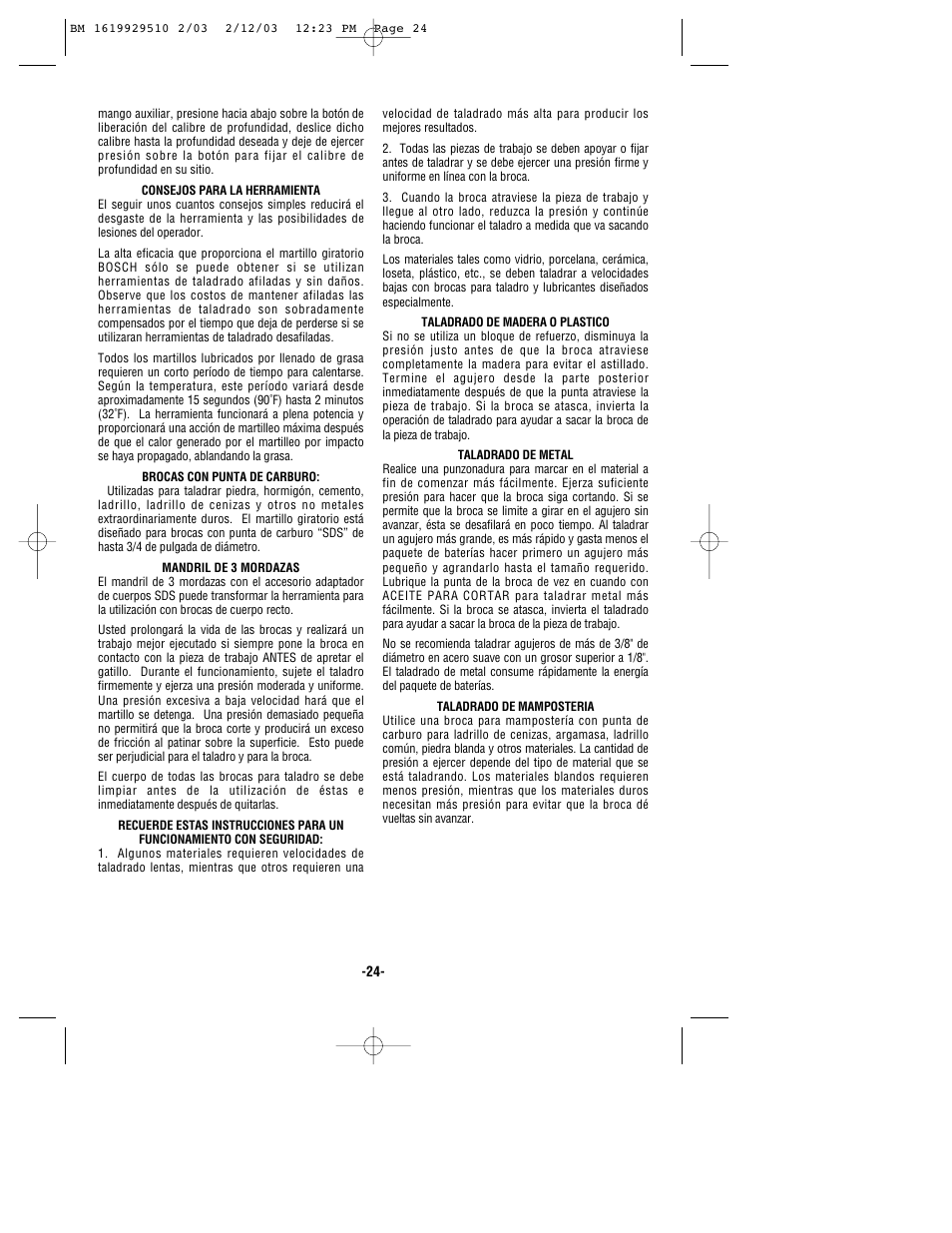 Bosch 11239VS User Manual | Page 24 / 28