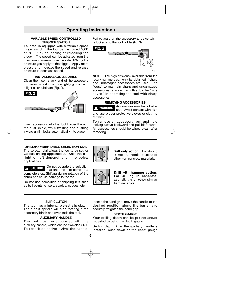 Operating instructions | Bosch 11239VS User Manual | Page 7 / 28