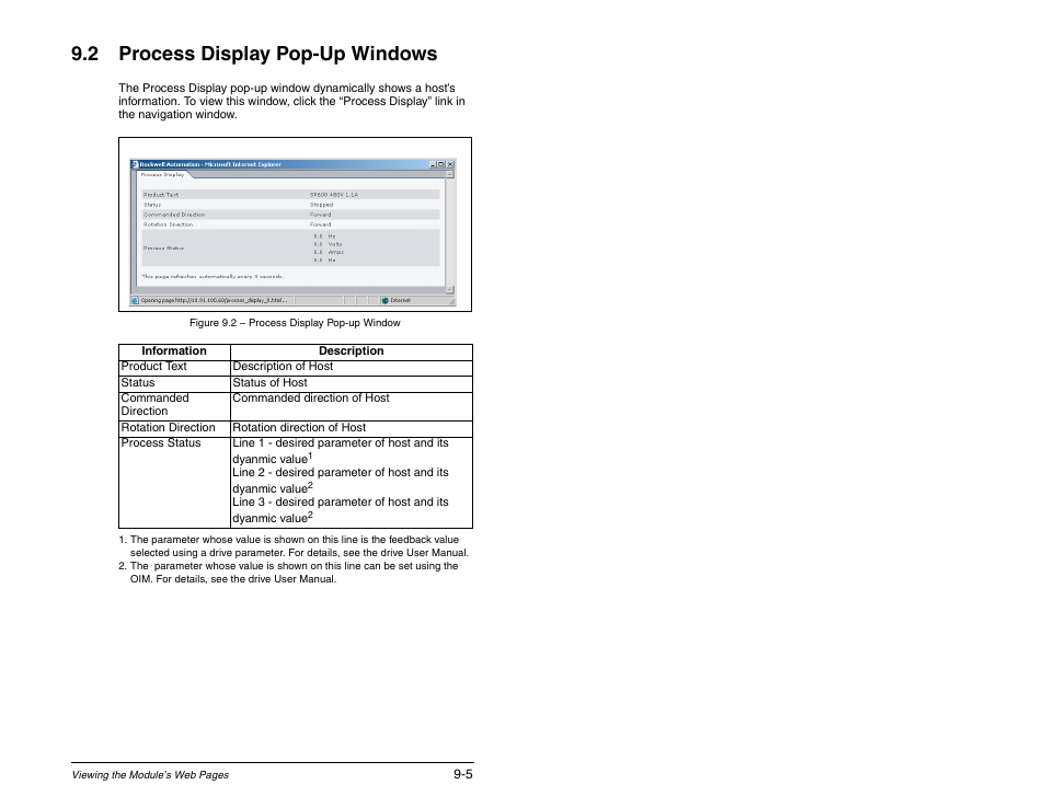 2 process display pop-up windows | Rockwell Automation RECOMM-ENET EtherNet/IP Communications Module User Manual | Page 107 / 194