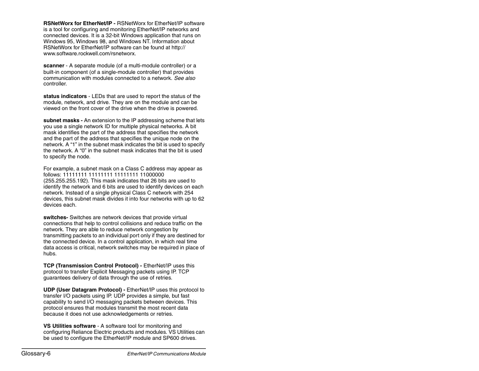 Rockwell Automation RECOMM-ENET EtherNet/IP Communications Module User Manual | Page 184 / 194