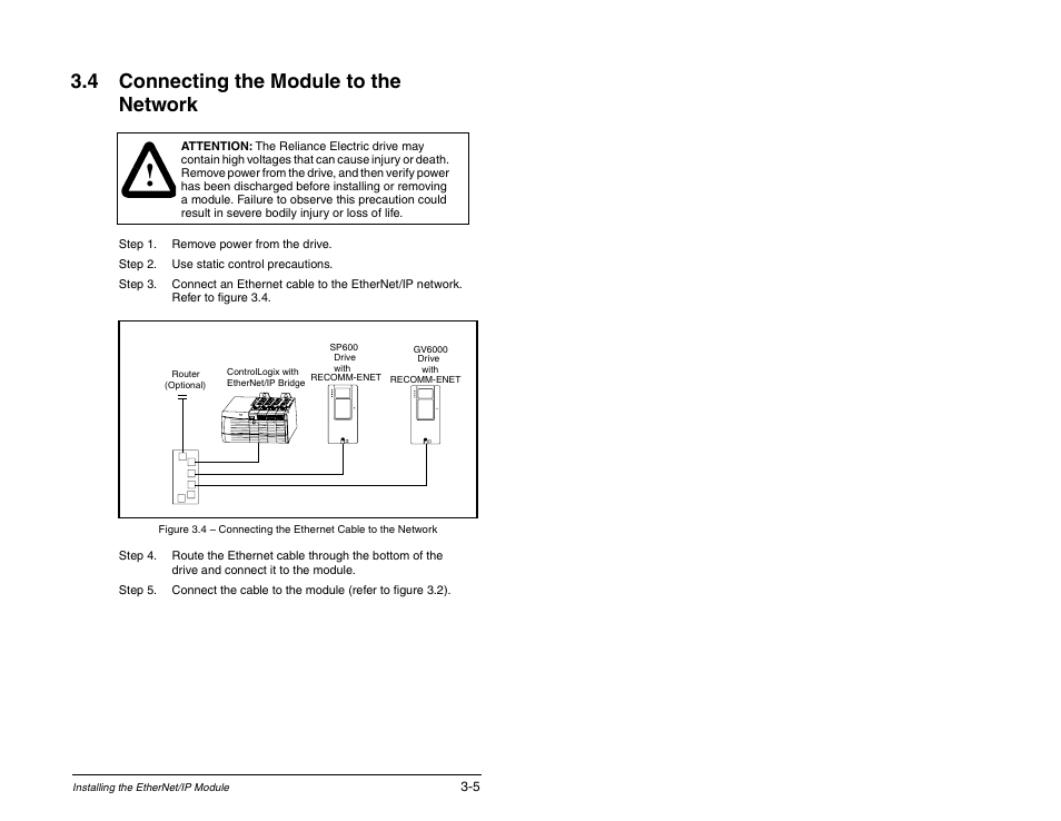 4 connecting the module to the network | Rockwell Automation RECOMM-ENET EtherNet/IP Communications Module User Manual | Page 25 / 194