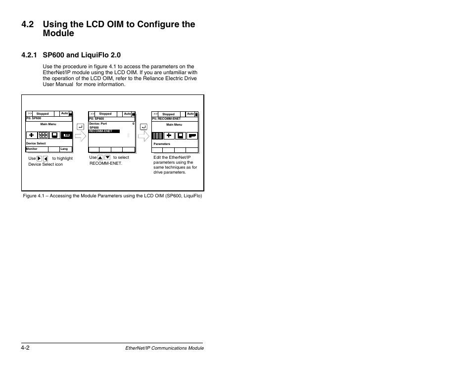 2 using the lcd oim to configure the module | Rockwell Automation RECOMM-ENET EtherNet/IP Communications Module User Manual | Page 28 / 194