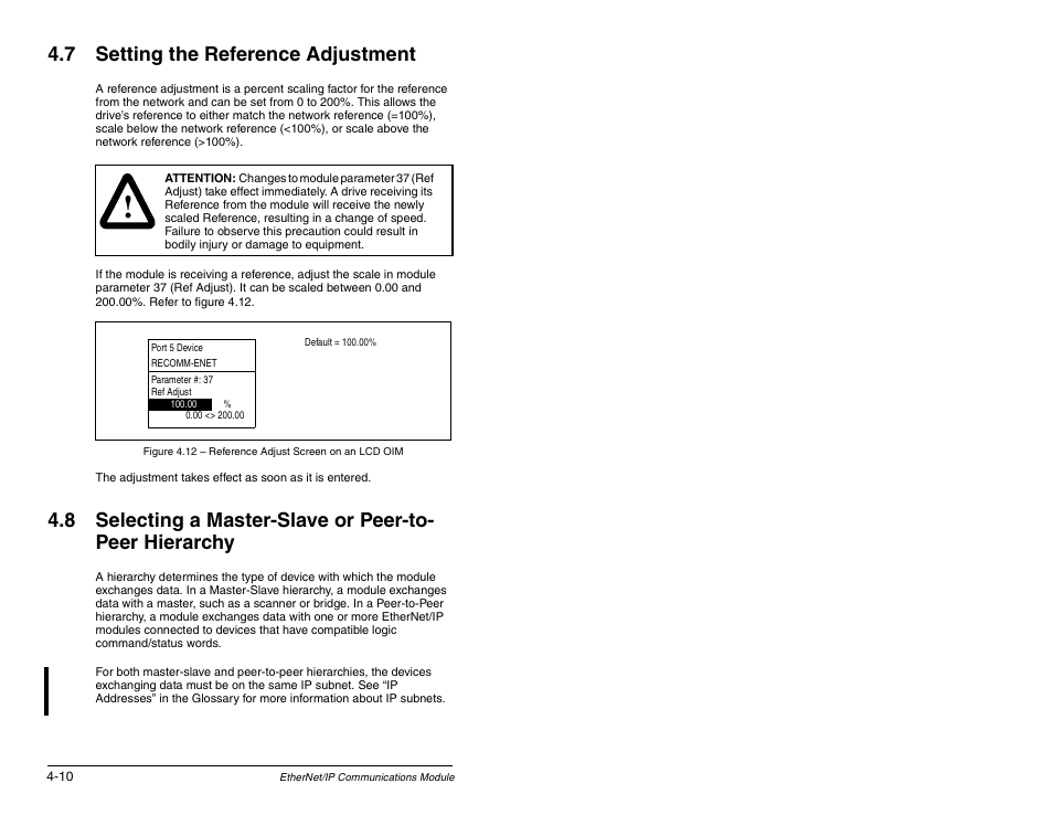 7 setting the reference adjustment | Rockwell Automation RECOMM-ENET EtherNet/IP Communications Module User Manual | Page 36 / 194