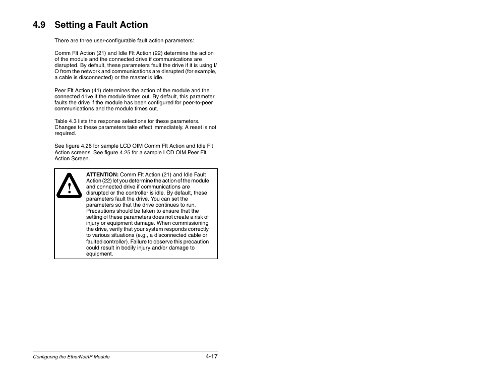 9 setting a fault action | Rockwell Automation RECOMM-ENET EtherNet/IP Communications Module User Manual | Page 43 / 194