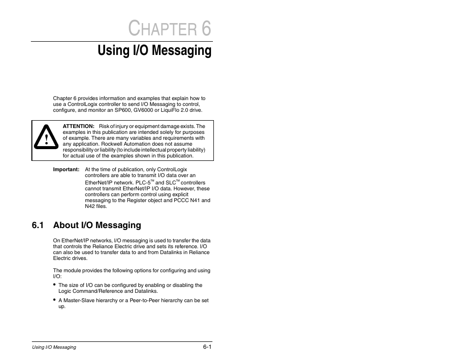 Hapter, Using i/o messaging | Rockwell Automation RECOMM-ENET EtherNet/IP Communications Module User Manual | Page 59 / 194