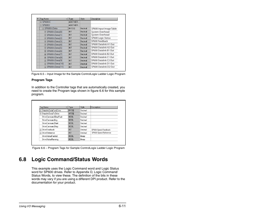 8 logic command/status words | Rockwell Automation RECOMM-ENET EtherNet/IP Communications Module User Manual | Page 69 / 194