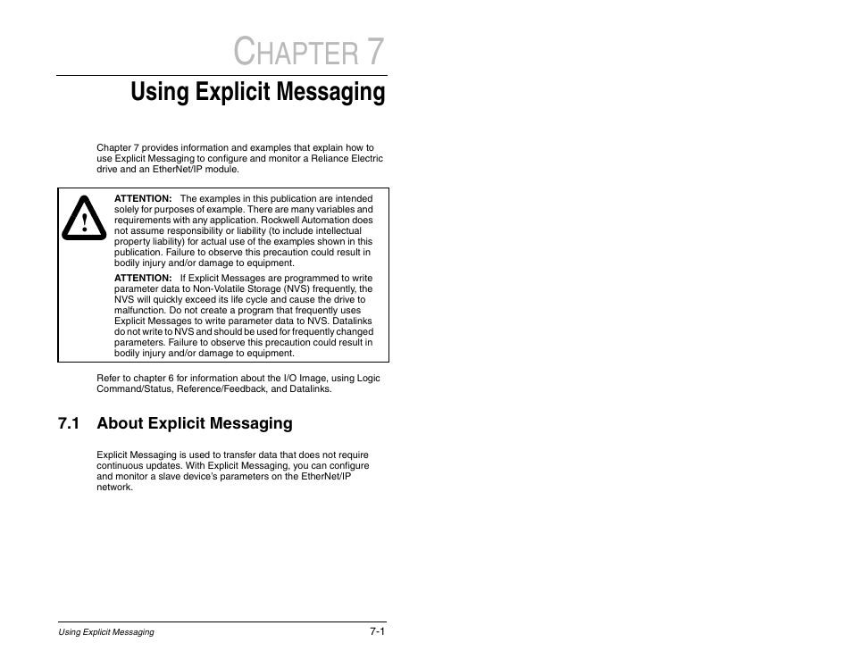 Hapter, Using explicit messaging | Rockwell Automation RECOMM-ENET EtherNet/IP Communications Module User Manual | Page 73 / 194