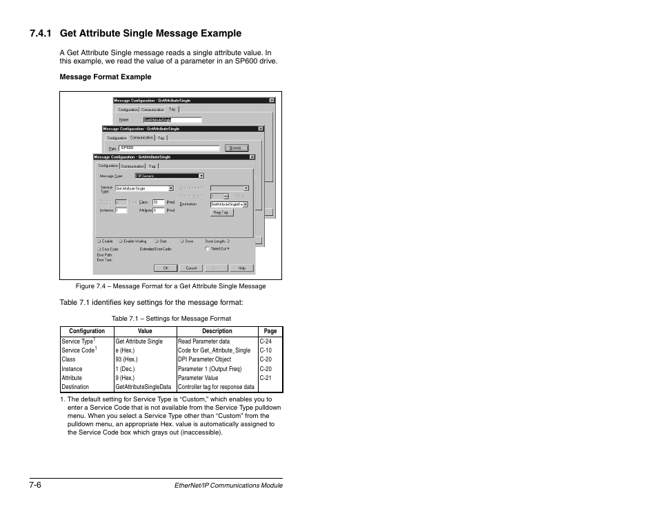 1 get attribute single message example | Rockwell Automation RECOMM-ENET EtherNet/IP Communications Module User Manual | Page 78 / 194