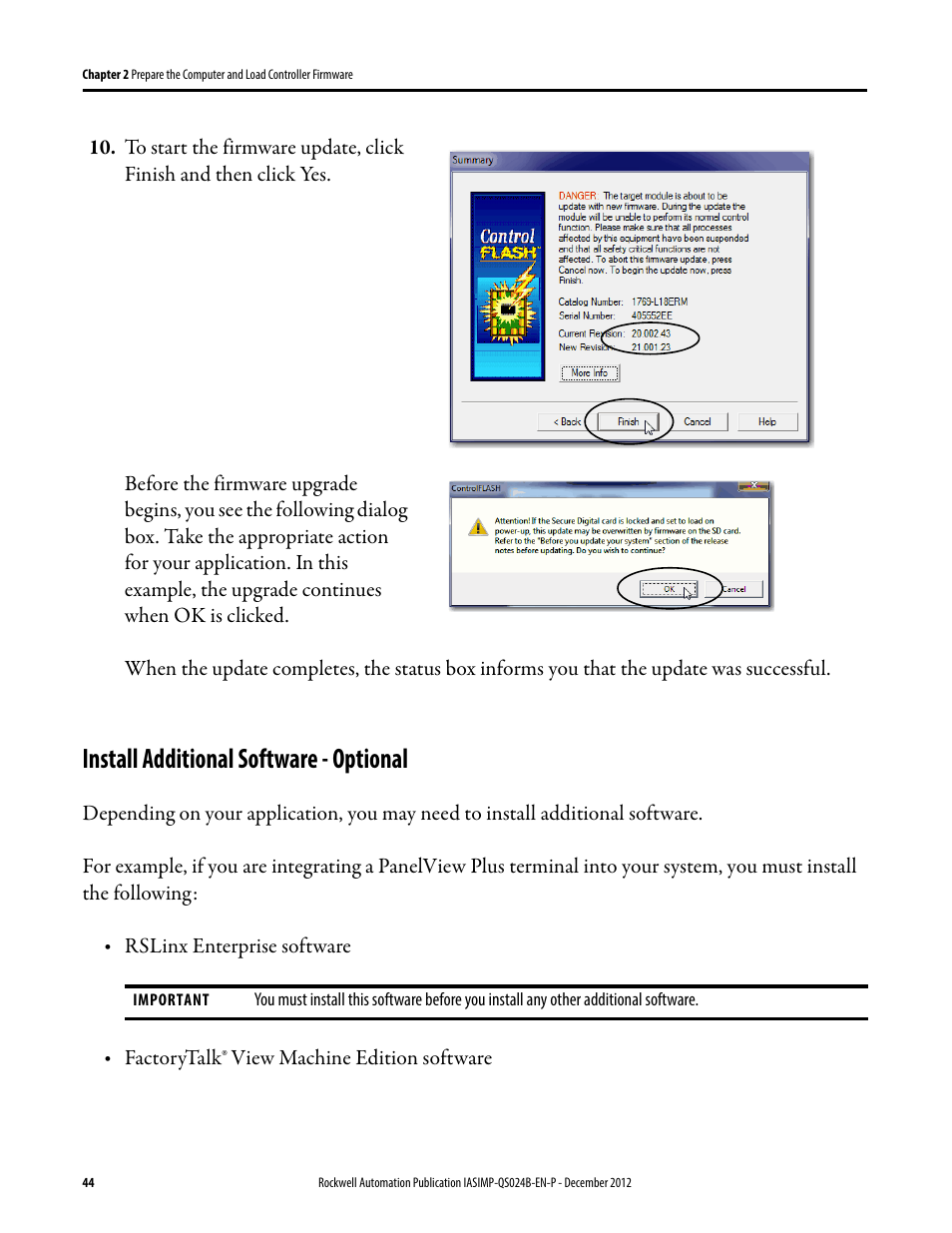 Install additional software - optional, Install additional, Software - optional | Rockwell Automation 1769-L16ER-BB1B_L18ER-BB1B_L18ERM-BB1B CompactLogix 5370 L1 Controllers System Quick Start User Manual | Page 44 / 76