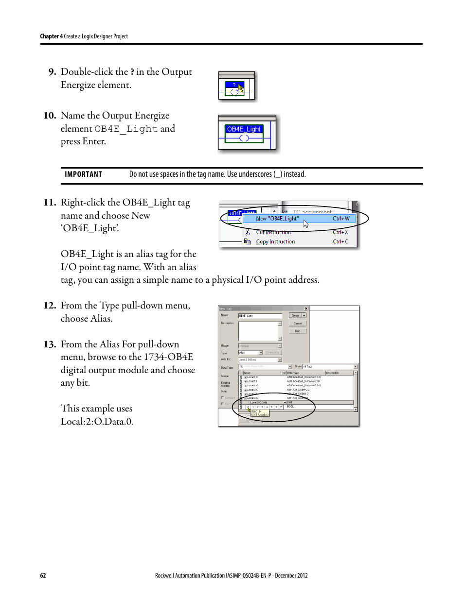 Rockwell Automation 1769-L16ER-BB1B_L18ER-BB1B_L18ERM-BB1B CompactLogix 5370 L1 Controllers System Quick Start User Manual | Page 62 / 76