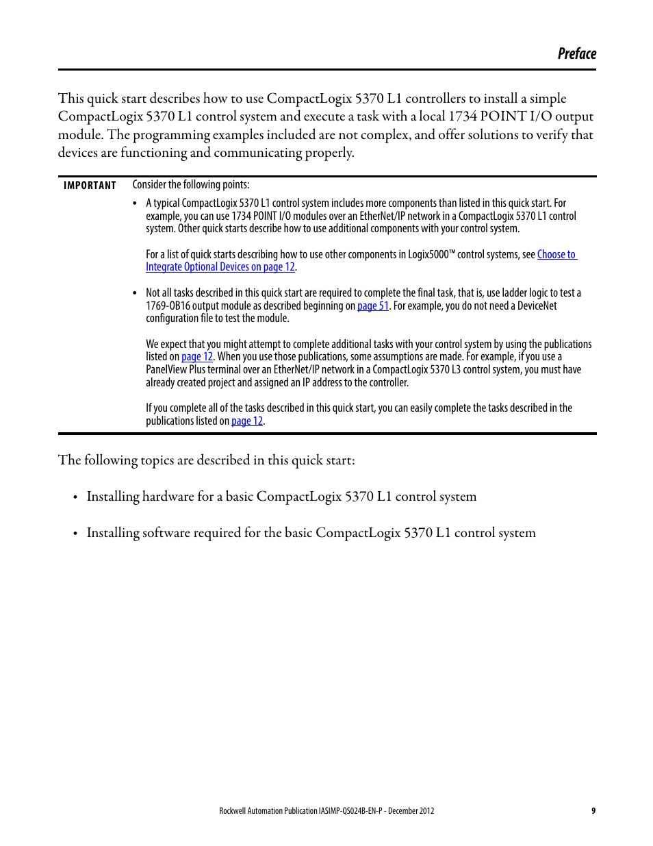 Preface | Rockwell Automation 1769-L16ER-BB1B_L18ER-BB1B_L18ERM-BB1B CompactLogix 5370 L1 Controllers System Quick Start User Manual | Page 9 / 76