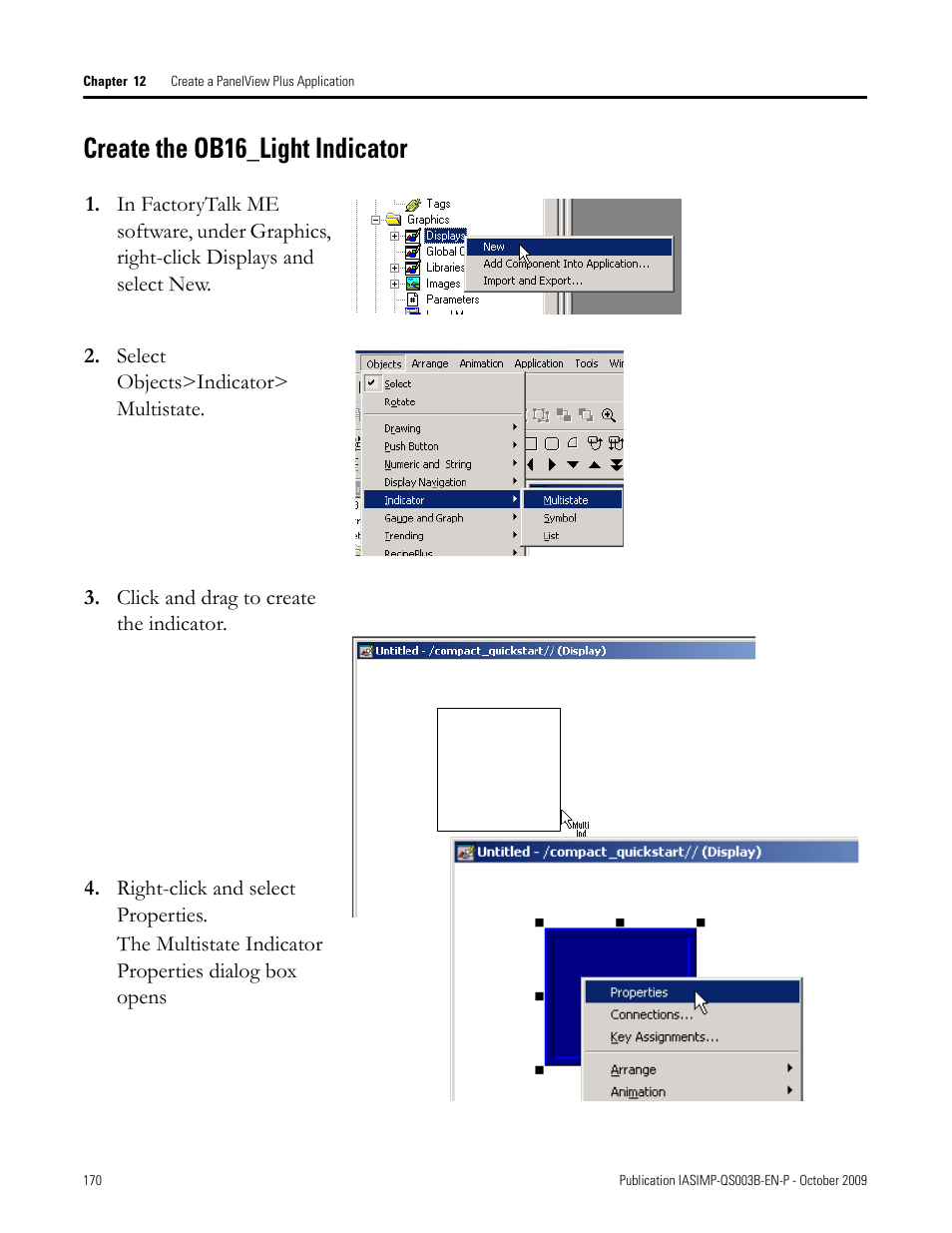 Create the ob16_light indicator, Create the, Ob16_light | Indicator | Rockwell Automation 1768-L43 CompactLogix System Quick Start User Manual | Page 170 / 205