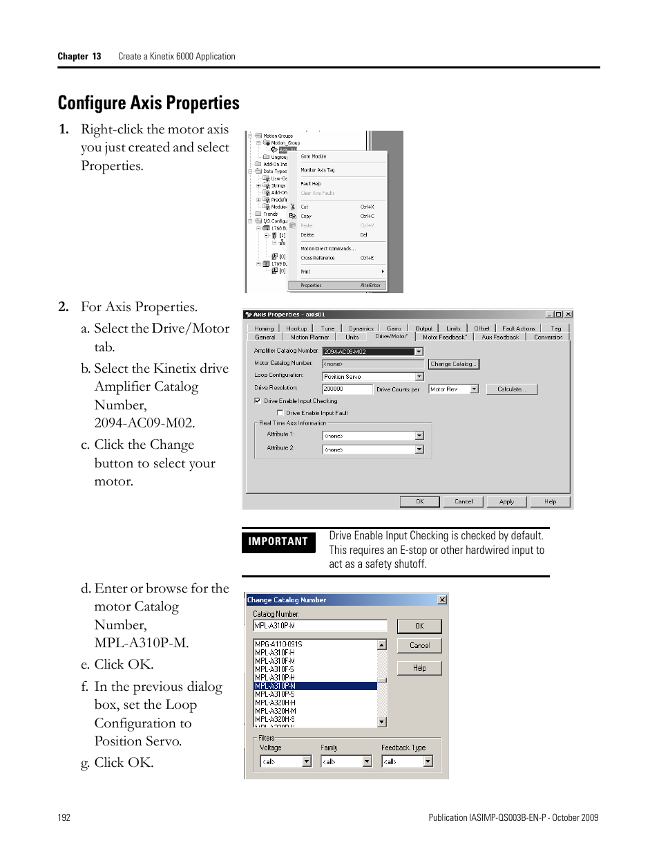 Configure axis properties, Configure axis, Properties | Rockwell Automation 1768-L43 CompactLogix System Quick Start User Manual | Page 192 / 205