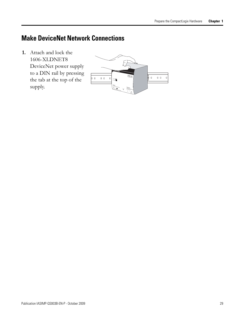 Make devicenet network connections, Make devicenet, Network | Connections | Rockwell Automation 1768-L43 CompactLogix System Quick Start User Manual | Page 29 / 205