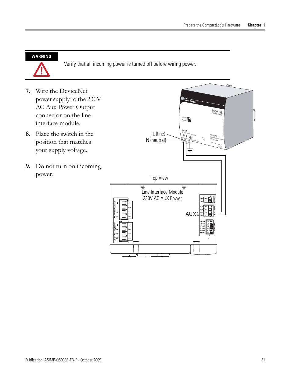 Warning | Rockwell Automation 1768-L43 CompactLogix System Quick Start User Manual | Page 31 / 205