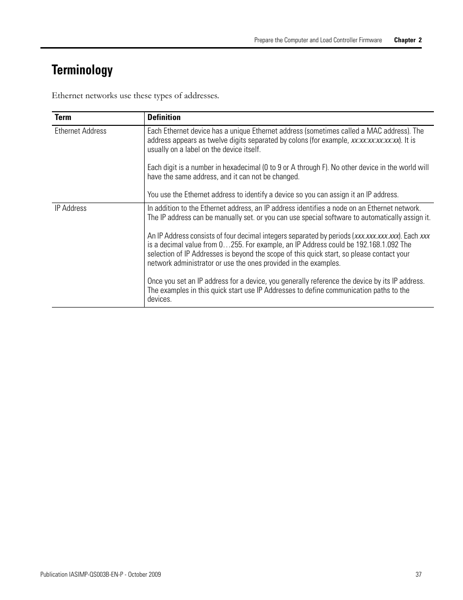 Terminology | Rockwell Automation 1768-L43 CompactLogix System Quick Start User Manual | Page 37 / 205