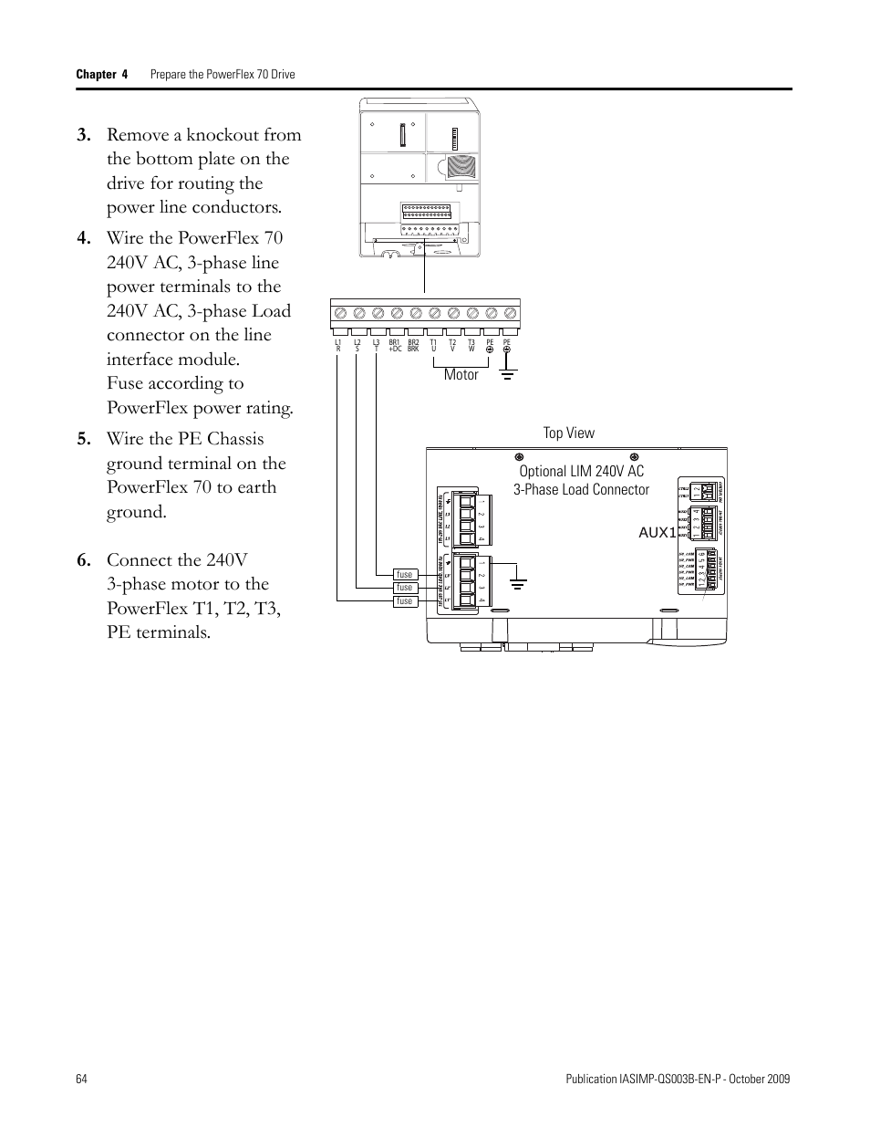 Optional lim 240v ac 3-phase load connector motor, Top view | Rockwell Automation 1768-L43 CompactLogix System Quick Start User Manual | Page 64 / 205