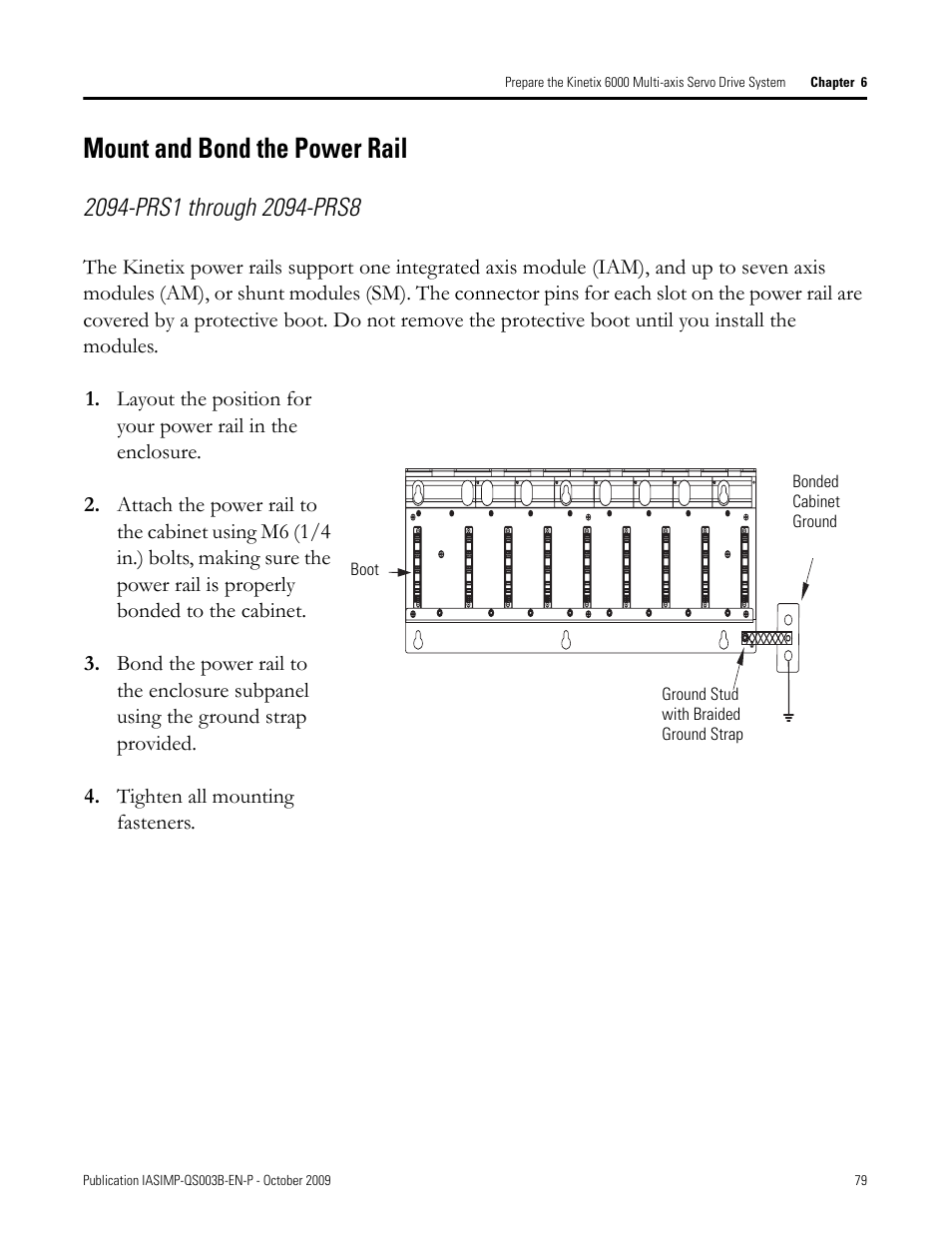 Mount and bond the power rail, Mount and bond, The power rail | Rockwell Automation 1768-L43 CompactLogix System Quick Start User Manual | Page 79 / 205