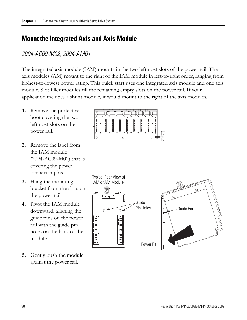 Mount the integrated axis and axis module, Mount the, Integrated axis and | Axis module | Rockwell Automation 1768-L43 CompactLogix System Quick Start User Manual | Page 80 / 205