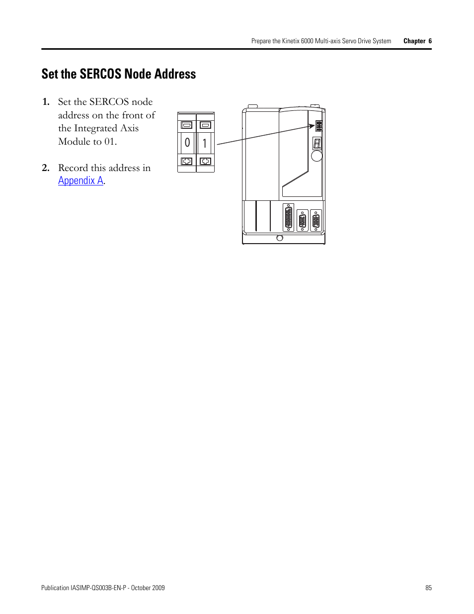 Set the sercos node address, Set the sercos, Node address | Rockwell Automation 1768-L43 CompactLogix System Quick Start User Manual | Page 85 / 205