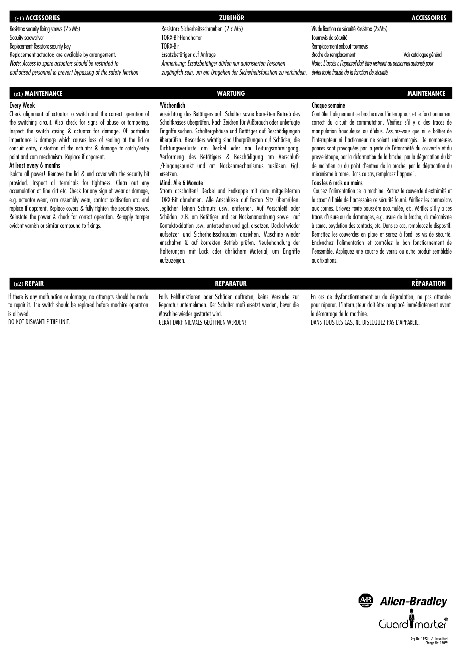 Rockwell Automation TROJAN T15 GD2 Tongue Operated Guard Interlock Switch User Manual | Page 4 / 4
