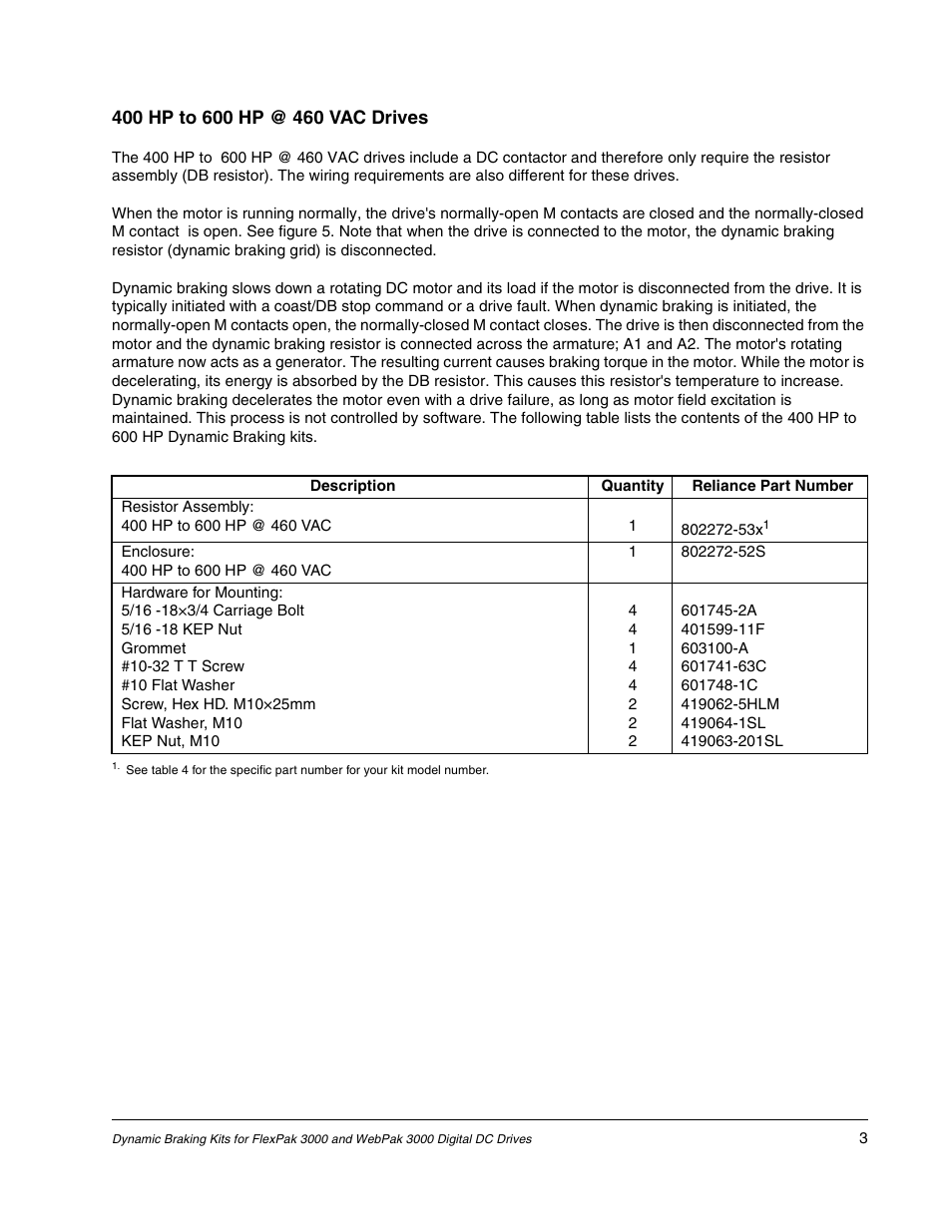 400 hp to 600 hp @ 460 vac drives | Rockwell Automation Flex/WebPak 3000 DC Drive DB Kit, 1.5 HP-150 HP-230V, 3HP-600 HP-460V w/o NEMA1 User Manual | Page 3 / 20