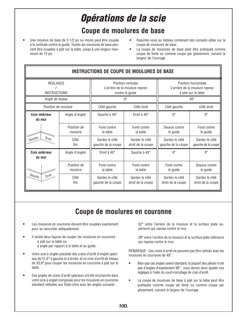 Opérations de la scie | Bosch 4405 User Manual | Page 100 / 112