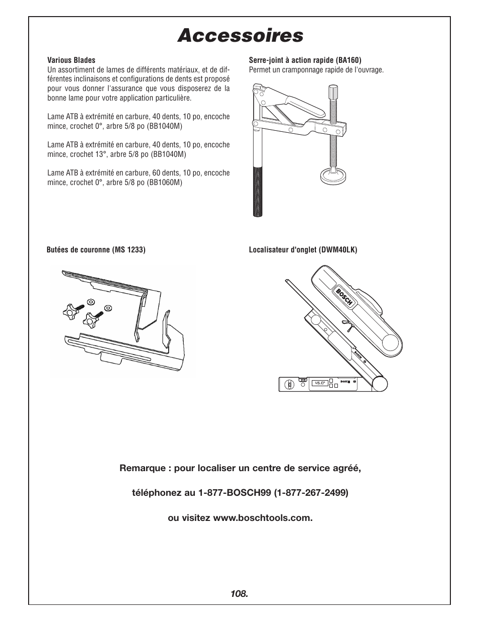 Accessoires | Bosch 4405 User Manual | Page 108 / 112