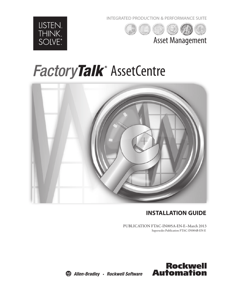 Rockwell Automation FactoryTalk AssetCentre Installation Guide 5.0 User Manual | 95 pages