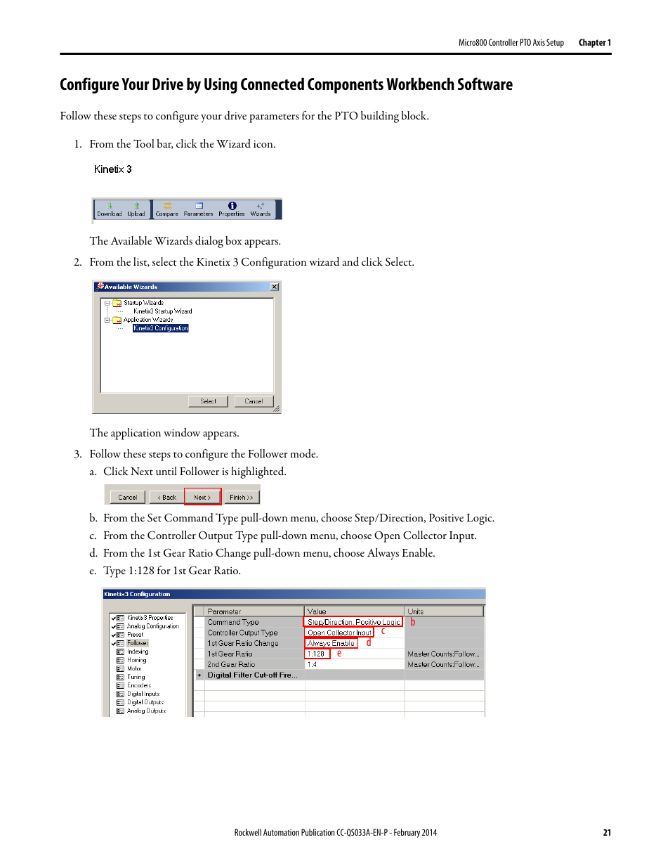 Configure your drive by using connected components, Workbench software, Configure your drive by using | Connected components, Workbench software on | Rockwell Automation Motion Control PTO Application Building Block User Manual | Page 21 / 94