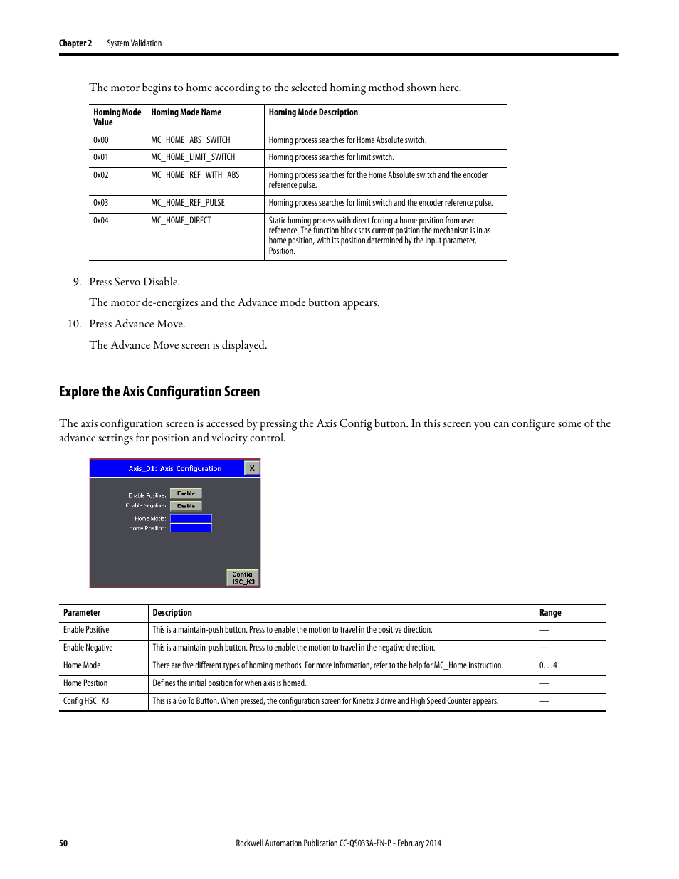 Explore the axis configuration screen | Rockwell Automation Motion Control PTO Application Building Block User Manual | Page 50 / 94