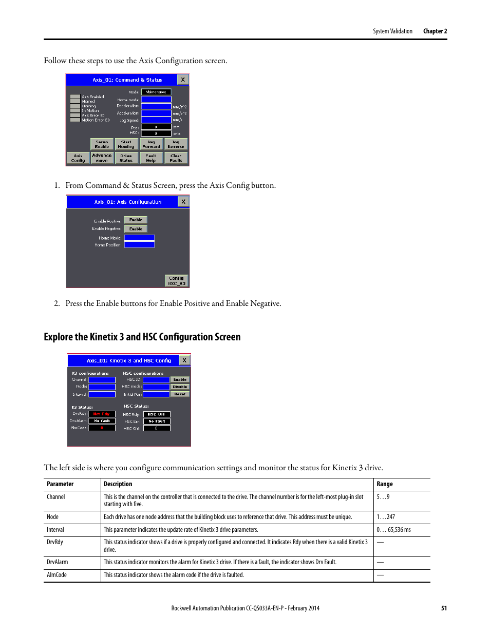 Explore the kinetix 3 and hsc configuration screen | Rockwell Automation Motion Control PTO Application Building Block User Manual | Page 51 / 94