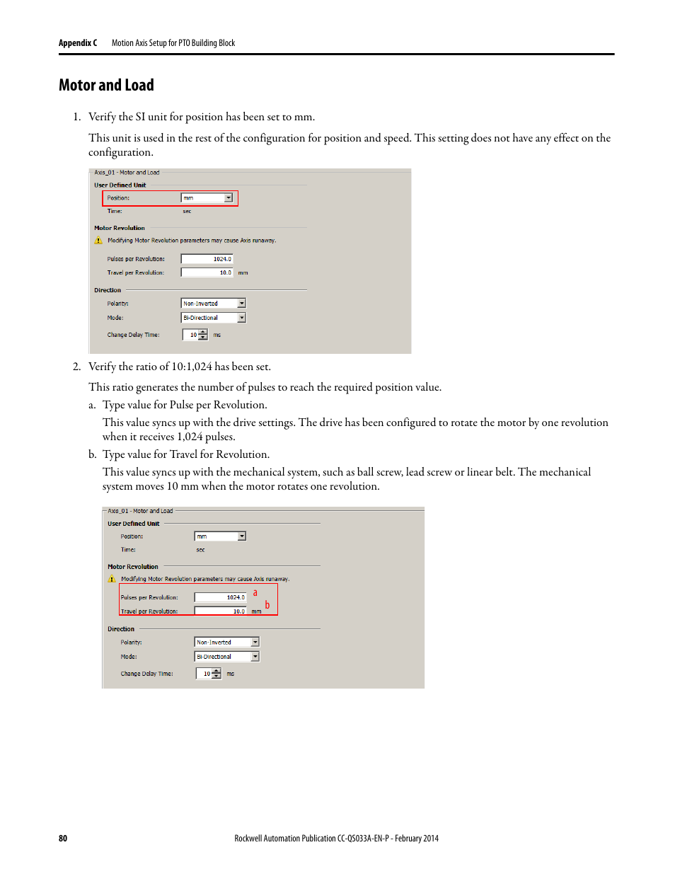 Motor and load | Rockwell Automation Motion Control PTO Application Building Block User Manual | Page 80 / 94