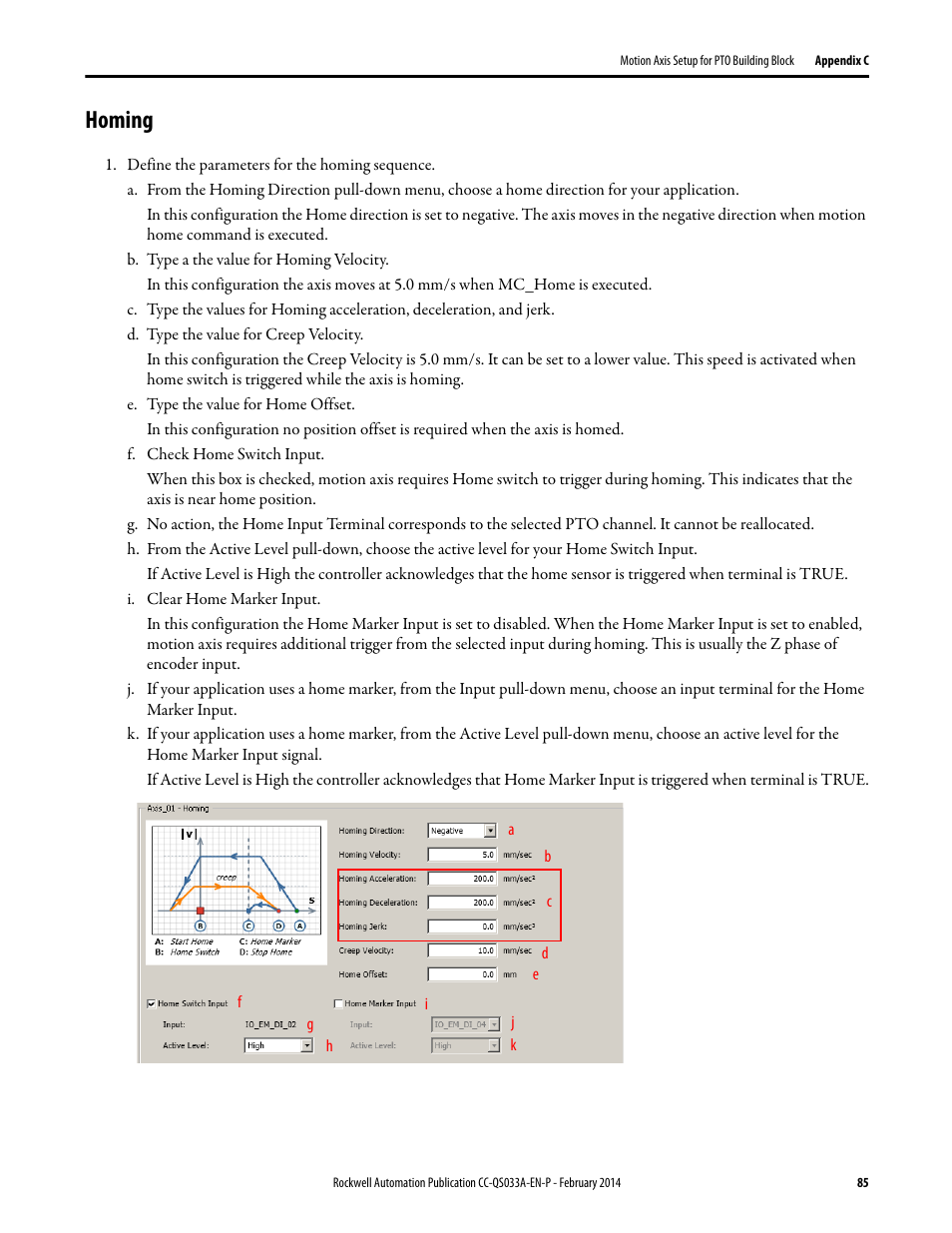 Homing | Rockwell Automation Motion Control PTO Application Building Block User Manual | Page 85 / 94